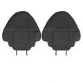Black leather rear anti kick pad for car seat protection, showing single pocket and dimensions.