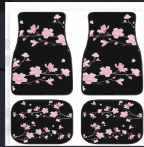 Black rubber car floor mats four-piece set showing textured surface and 20mm thickness.