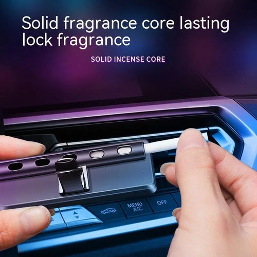 Black car vent aromatherapy light with LED illumination and fragrance diffuser