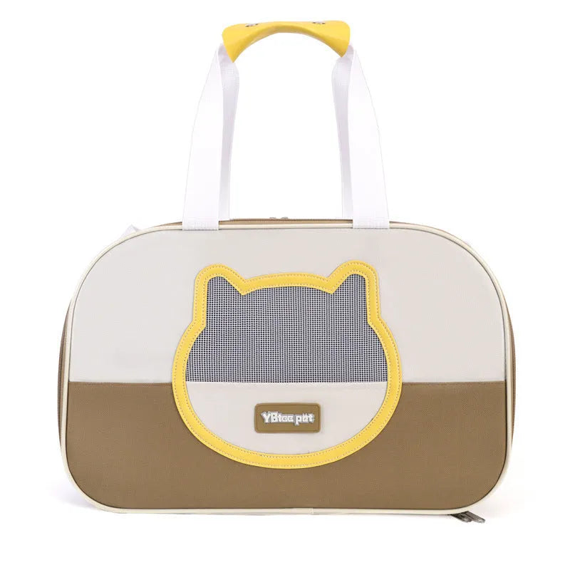 Outdoor portable foldable cat backpack pet carrier in Oxford cloth with contrast colour pattern