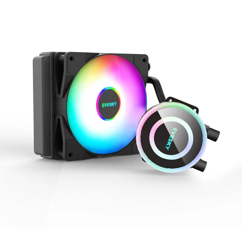 CPU radiator cooling fan with RGB lighting effects and aluminium construction in multiple size options