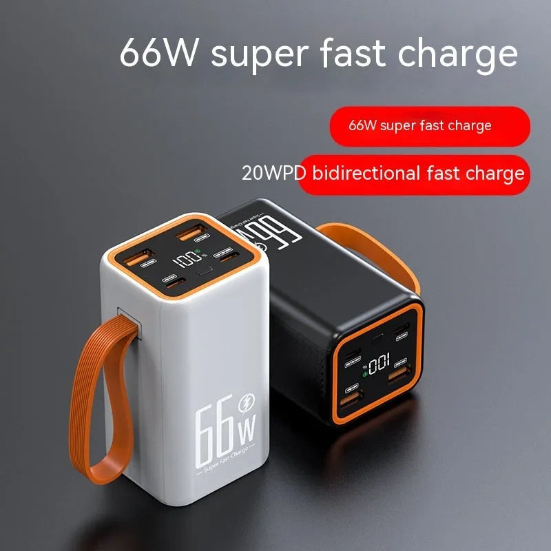 PD66W fast charge 20000 MA power bank in black or white with creative design and plastic shell