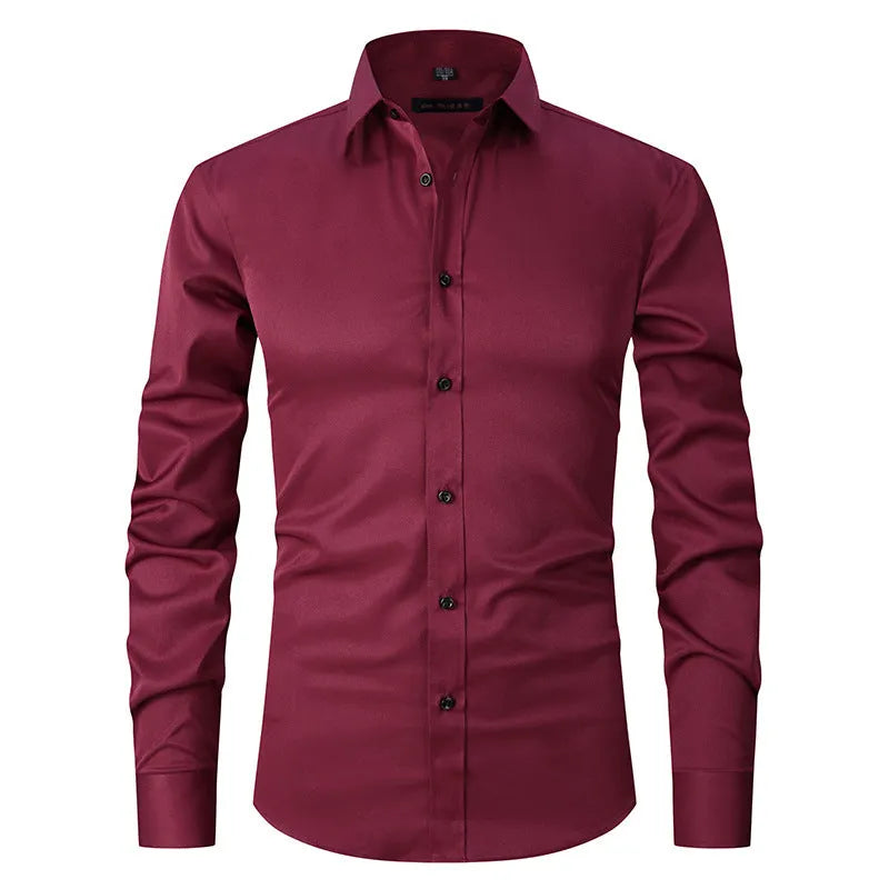 Men's stretch long sleeve work shirt in polyester available in multiple colours with Asian fit sizing