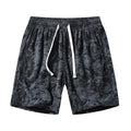 Men's corduroy camouflage athletic shorts with high waist and straight leg.