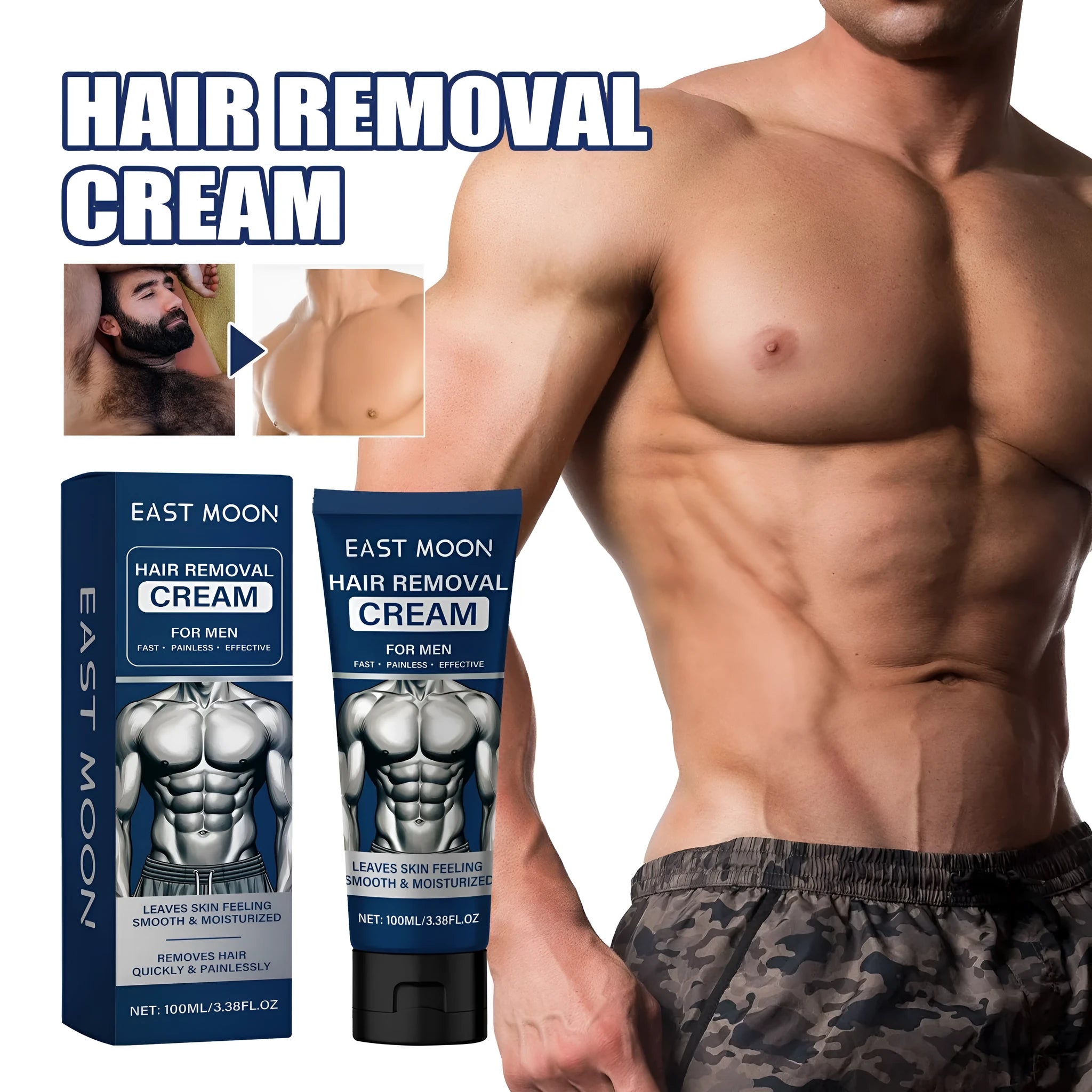 100ml tube of men's hair removal cream for beard, armpit, hand and leg hair