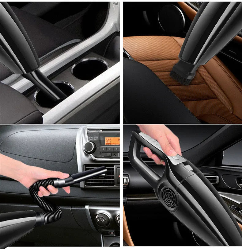 Black and orange high power car vacuum cleaner with cigarette lighter power cable