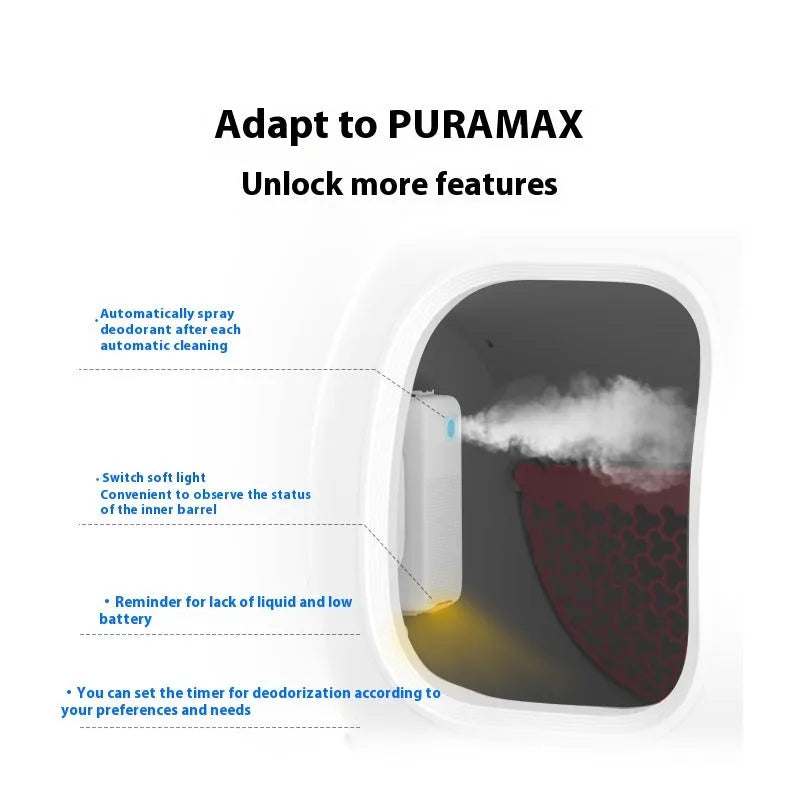 Smart spray odour removal machine with external bracket for pet litter areas