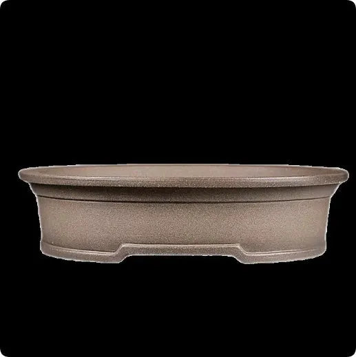Handmade antique oval purple sand bonsai pot measuring 25x21x6.3cm