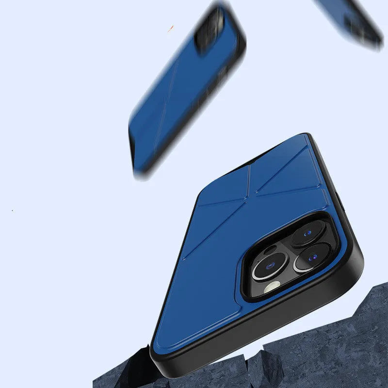Black TPU iPhone 13 phone case with a built-in metal ring stand on the back.