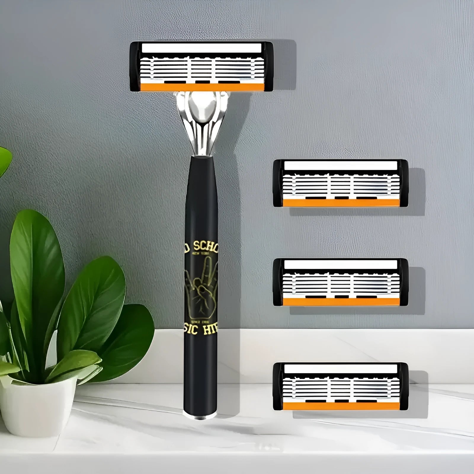 Black six-layer finger type handle for manual shaver with multiple blade quantity options