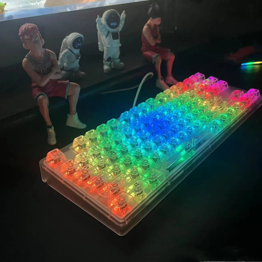 132 transparent plastic mechanical keyboard keycaps arranged in full set layout