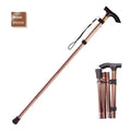 Aluminium folding walking cane extended to show adjustable length with non-slip handle