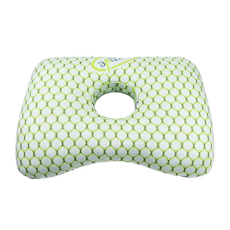 Beauty salon single hole ear pillow in New Chinese style, showing centre cut-out.