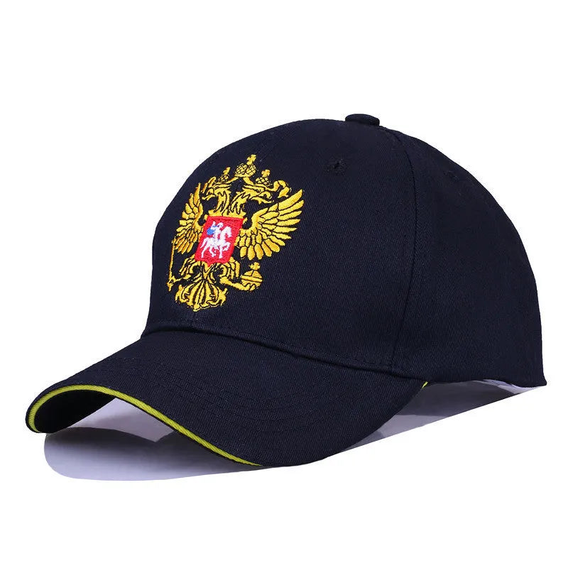 Cotton dome cap with embroidered detail adjustable short brim black white navy blue