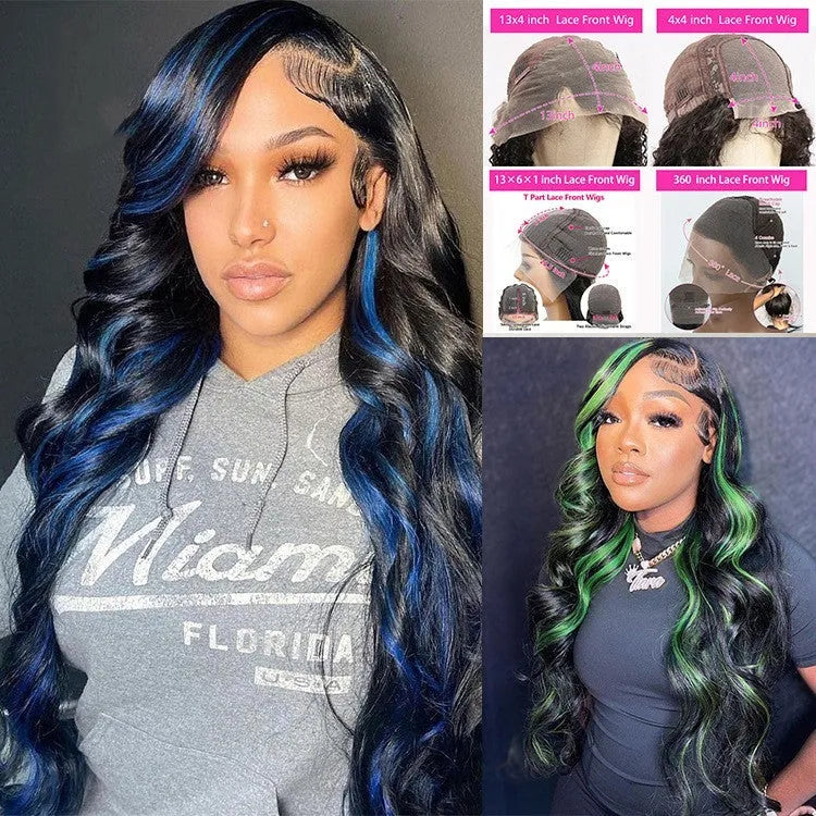 Real human hair lace front wig with 4x4 lace panel shown in a star fashion style