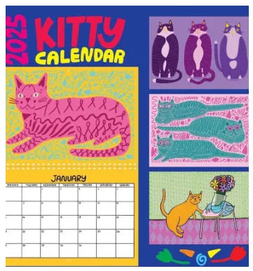 A3 landscape cat themed wall calendar planner for 2024 or 2025 year