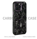 Carbon fiber metal frame forged large grain phone case for iPhone 14 15 16 series in black