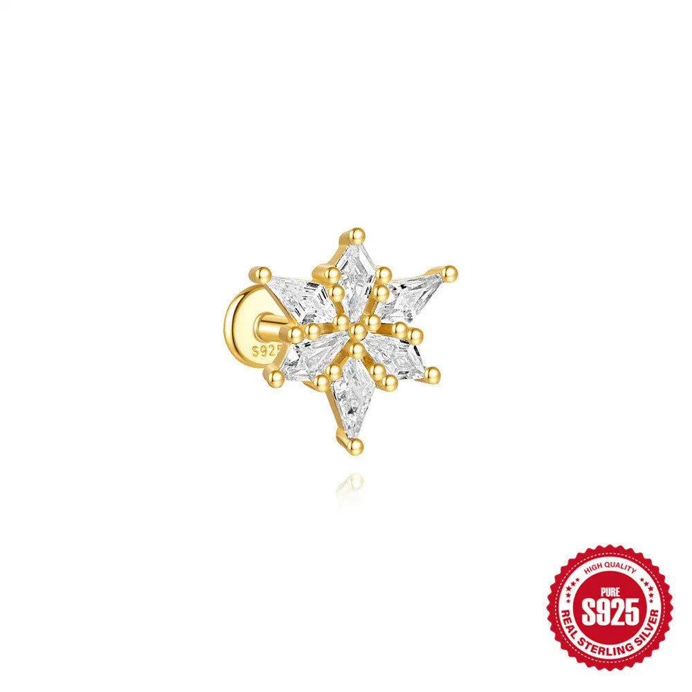 S925 sterling silver water drop earrings with a flat spiral design in a gold electroplated finish.