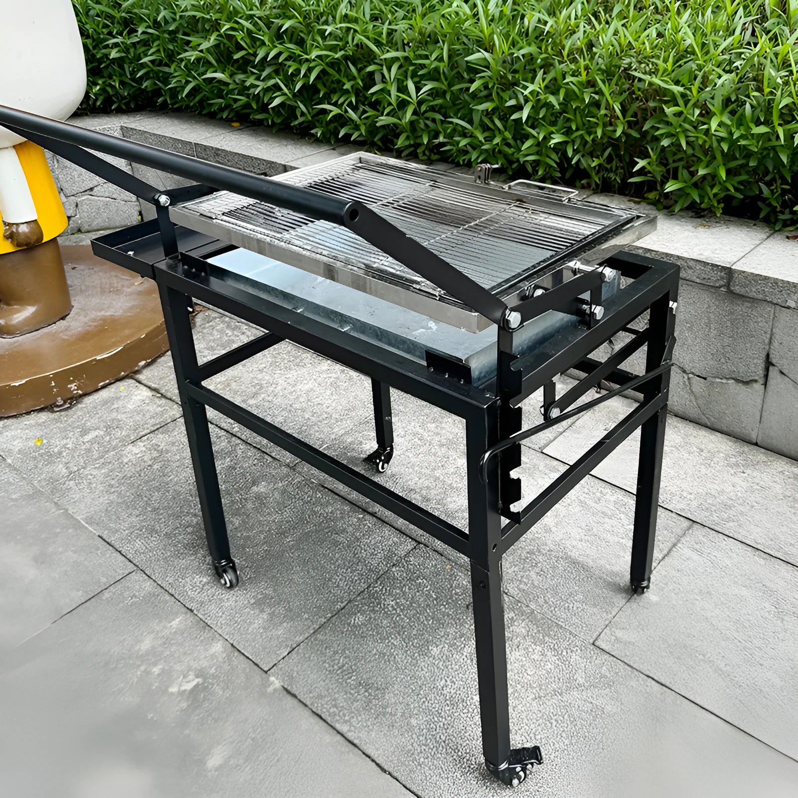 Foldable charcoal BBQ stove with detachable large oven grill for outdoor cooking