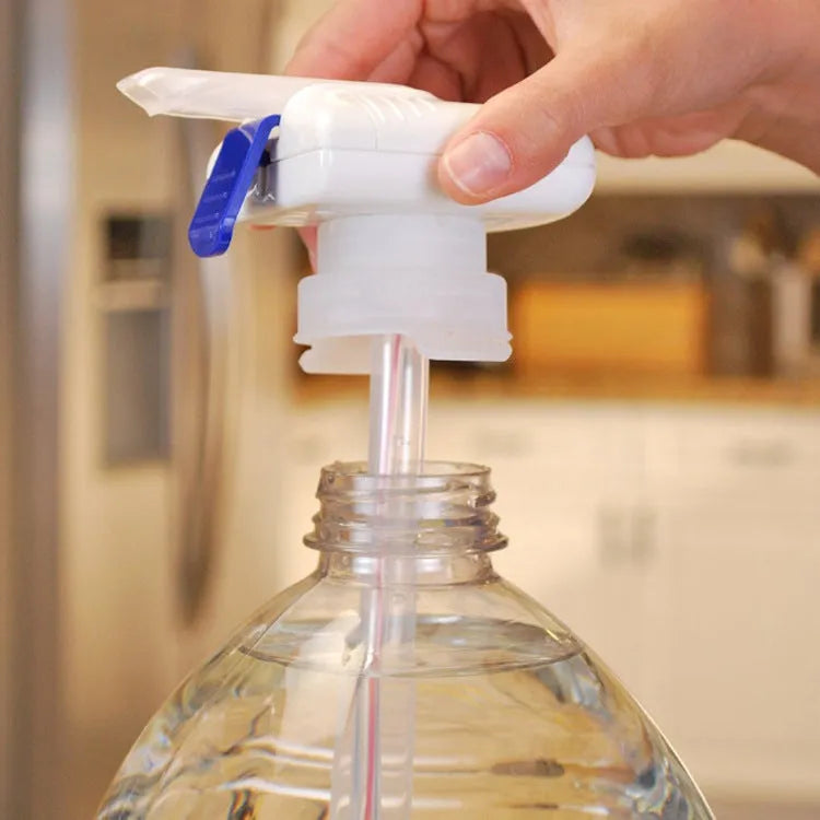 Electric pumping water device for beverages with silicone straw and pressure handle options