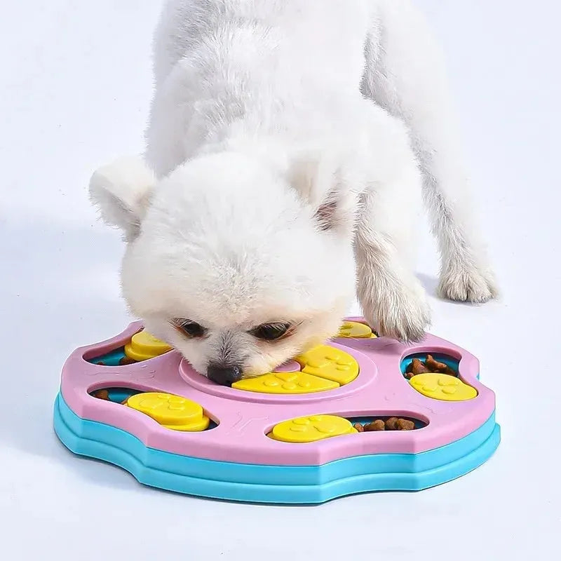 Blue or pink dog puzzle food bowl feeder interactive toy for small medium large breeds