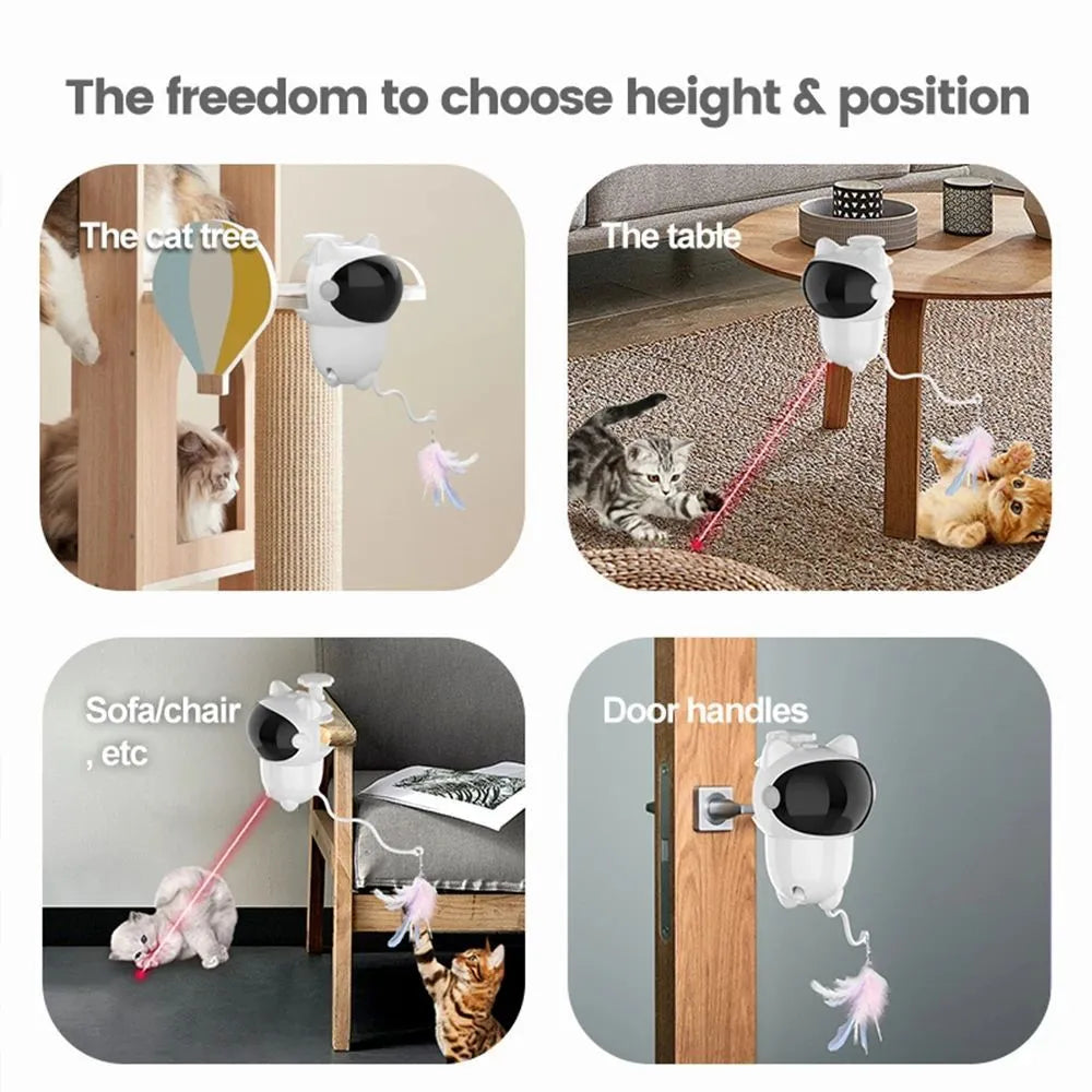 White ABS intelligent cat laser toy with automatic random moving red dot