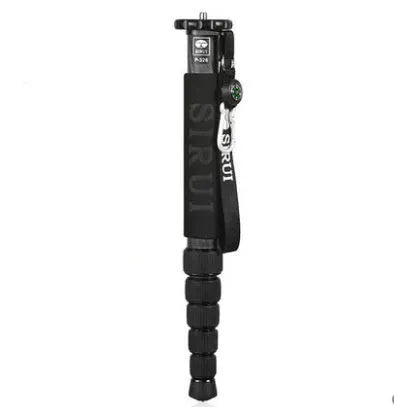 Black carbon fibre telescopic monopod for SLR cameras with six sections extended
