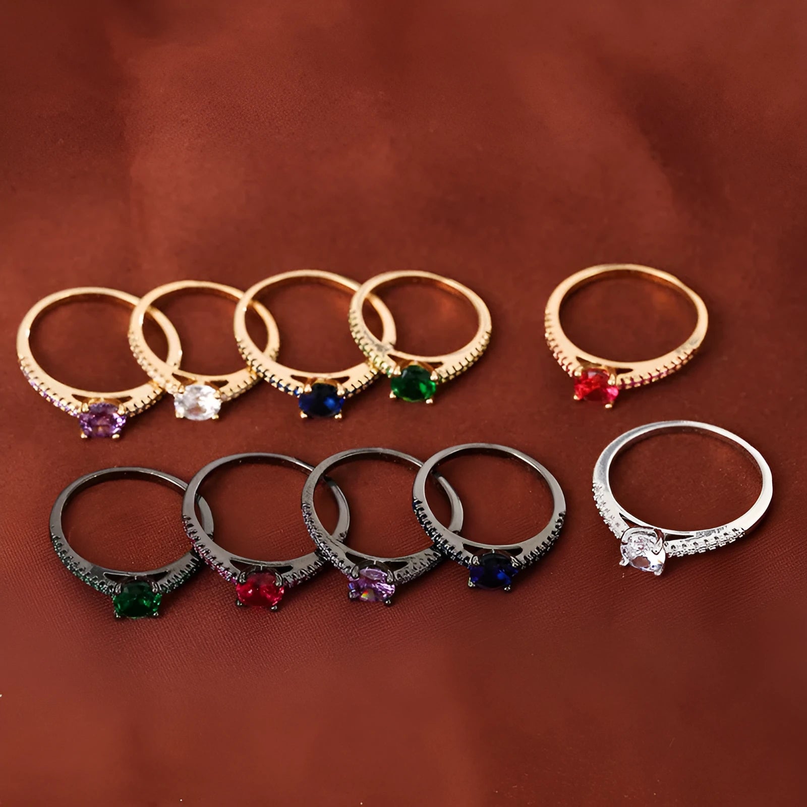 Copper hexagonal geometry ring with electroplated metallic finish