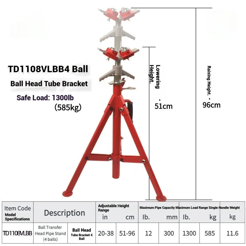 Metal V-head pipe bracket with ball mount options for steel pipe support