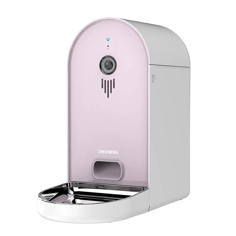 Smart pet feeder with automatic feeding and remote monitoring in various colour options