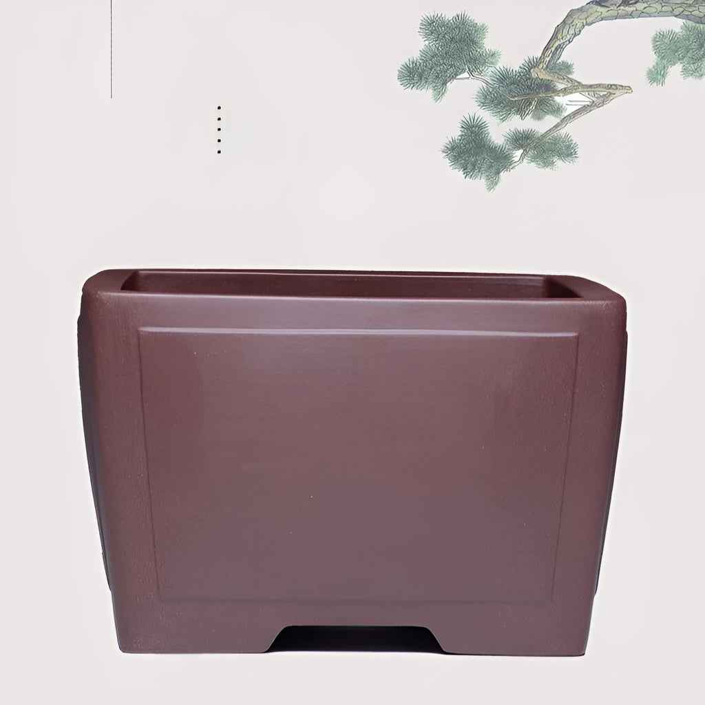 Purple clay square succulent bonsai pot with classical design for plant display