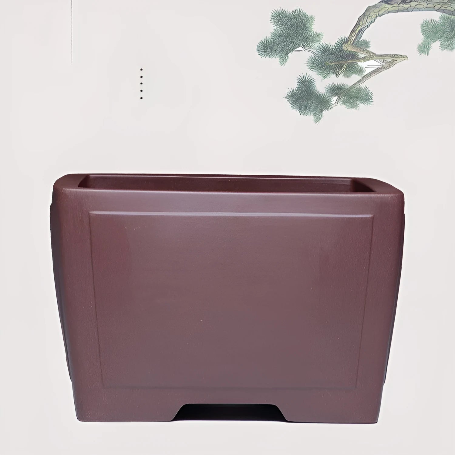 Purple clay square succulent bonsai pot with classical design for plant display