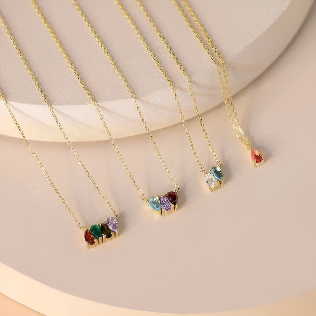 Zircon birthstone necklace on a titanium steel chain with an electroplated finish.