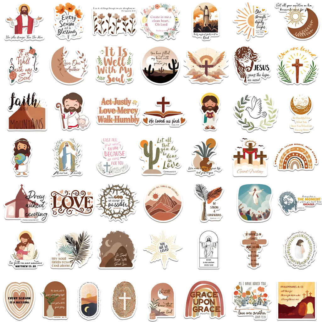 Set of 50 random pattern graffiti stickers for journal and laptop decoration.