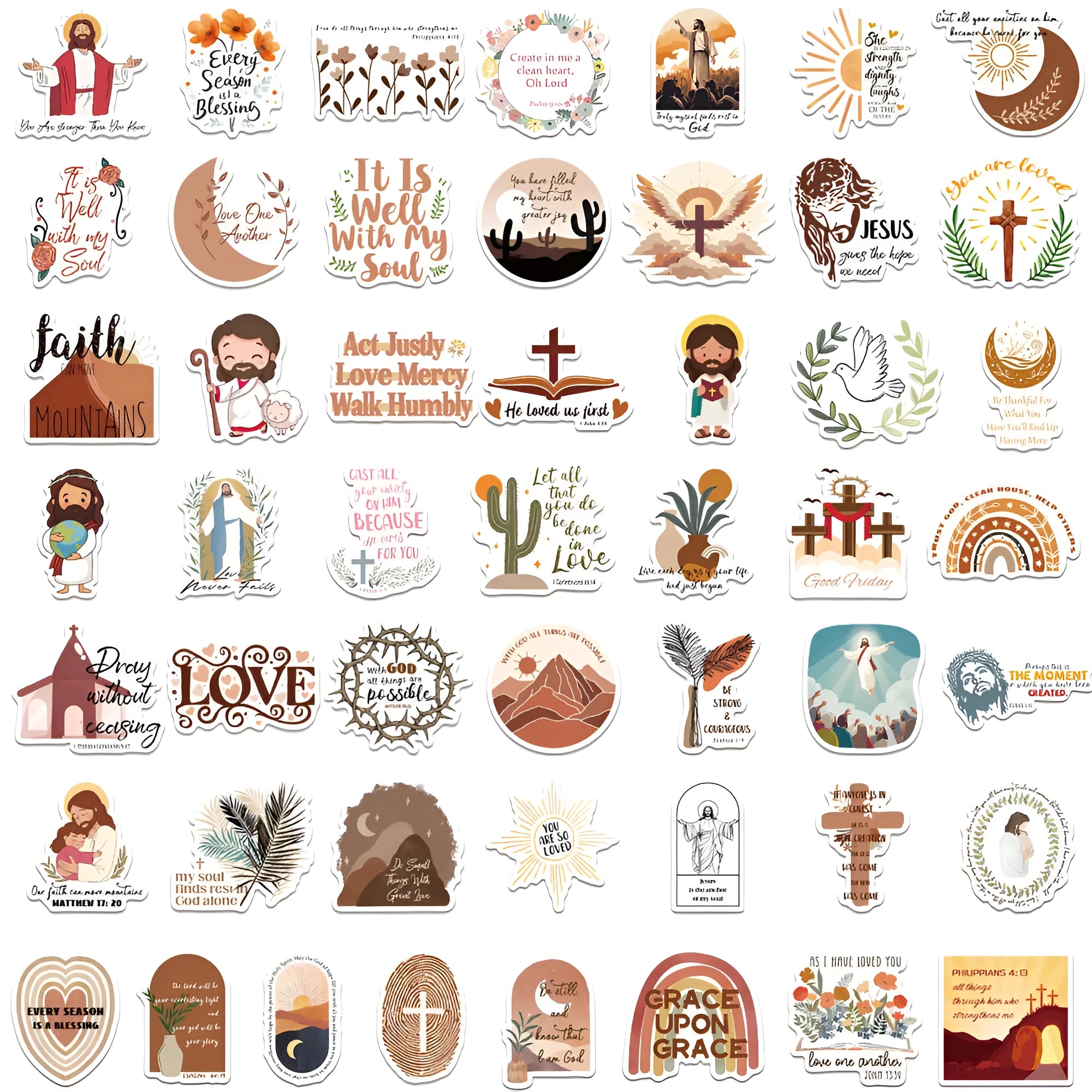 Set of 50 random pattern graffiti stickers for journal and laptop decoration.
