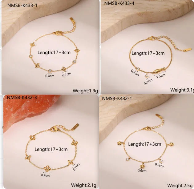 Gold plated stainless steel bracelet with geometric star pendant, women's office jewellery