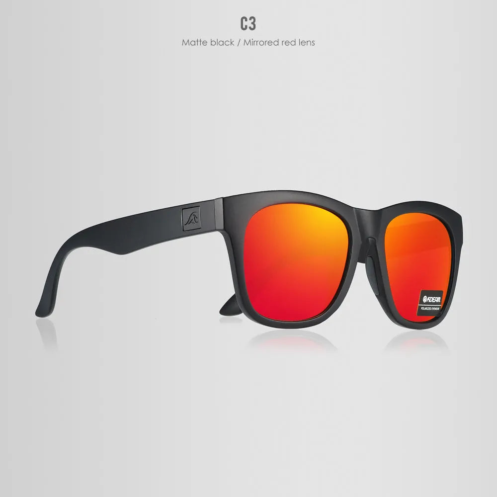 Thickened frame polarised sunglasses with TAC lenses for outdoor UV protection.