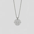 Women's titanium steel sunflower embossed pendant necklace with geometric design on adjustable chain