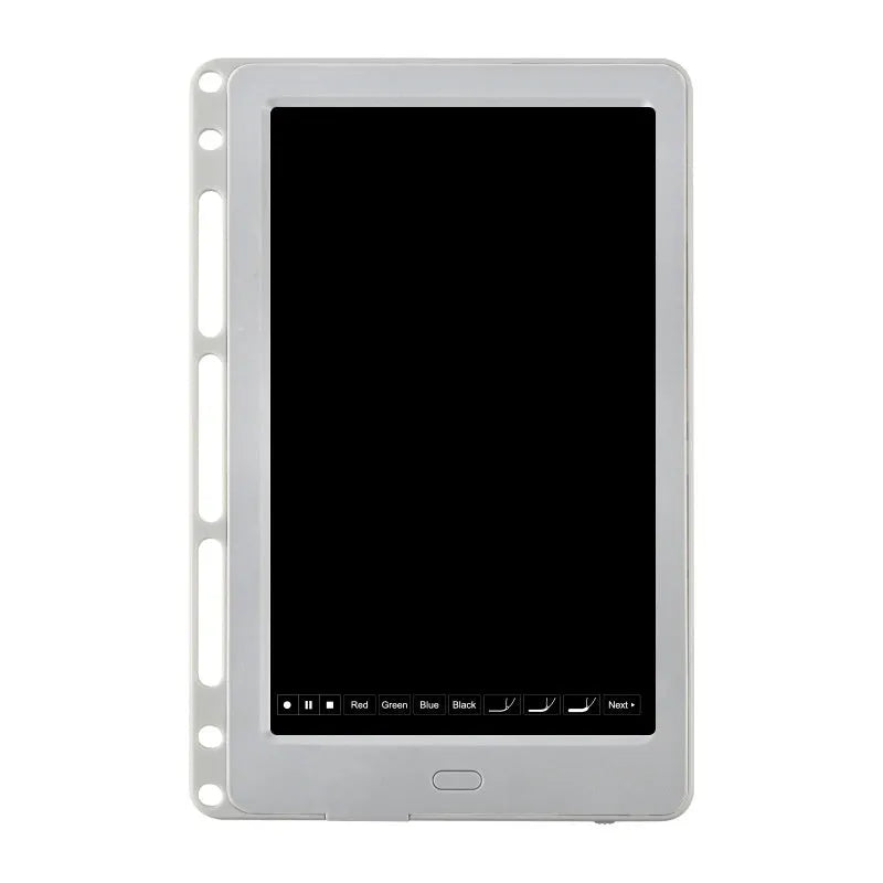 85-inch electronic writing pad with stitching detail, shown in dark blue with a smart pen.
