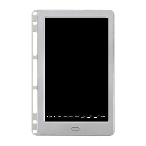 85-inch electronic writing pad with stitching detail, shown in dark blue with a smart pen.