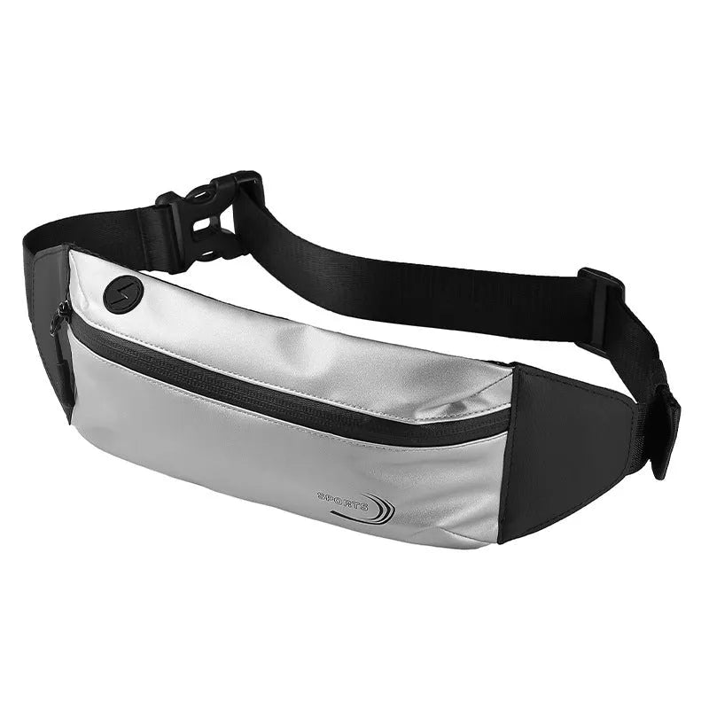 Men's blue waterproof sports waist bag with adjustable strap, 45cm long Oxford polyester construction