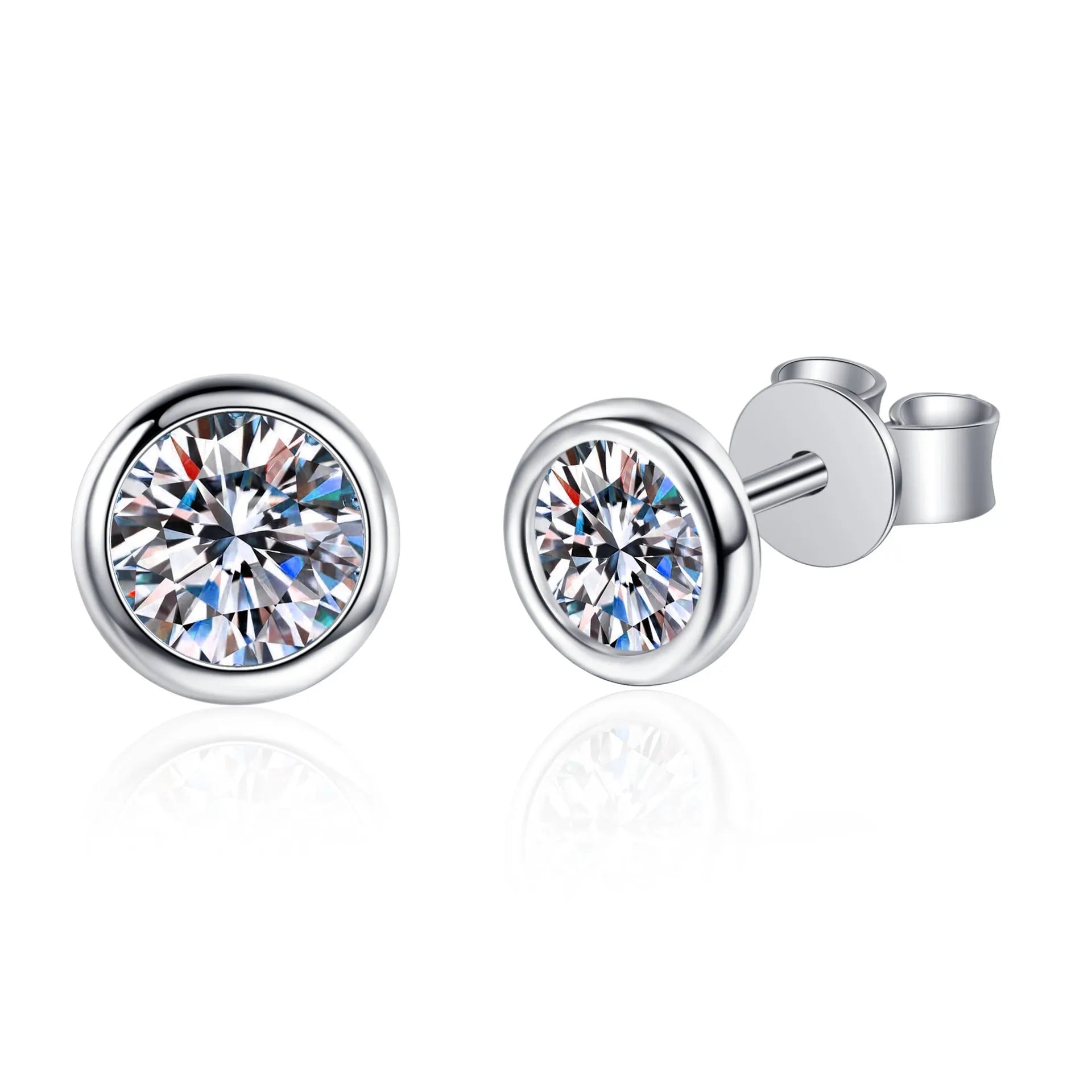 Gold geometric women's earrings with a choice of moissanite or zircon stones on a 925 silver base.