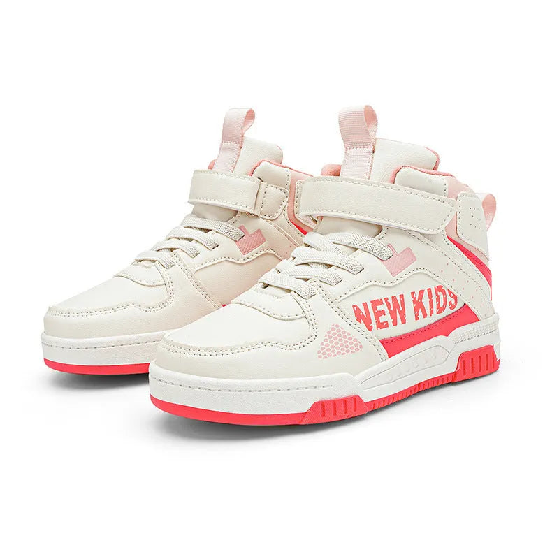 Children's PU street sneakers with rubber sole in beige green, blue, white powder, and white & purple colours