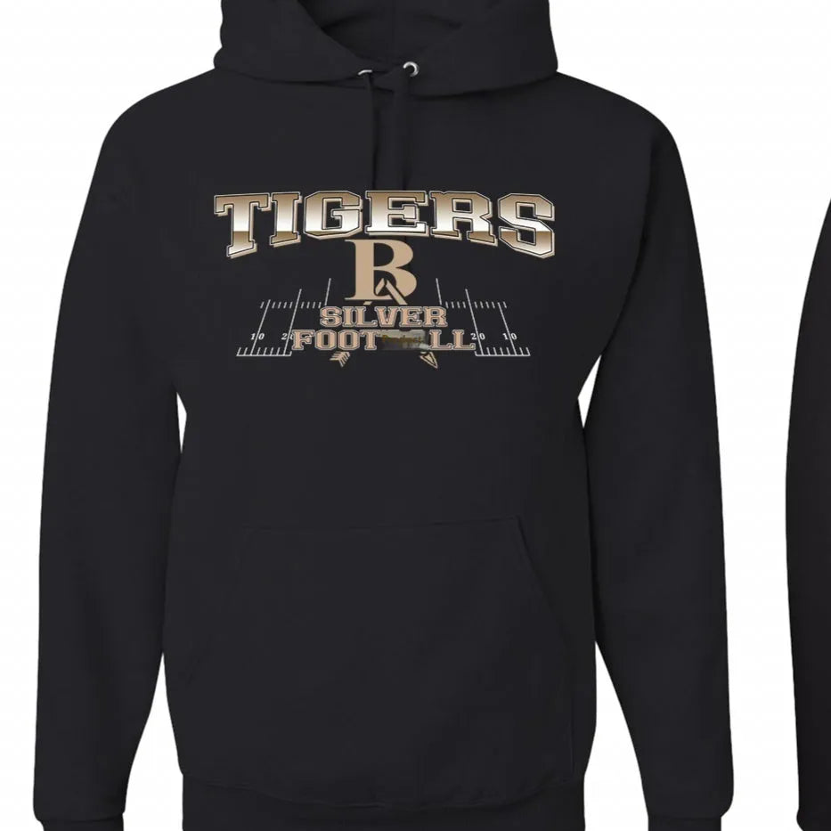 Black pullover hoodie with drop-shoulder sleeves in European and American fit