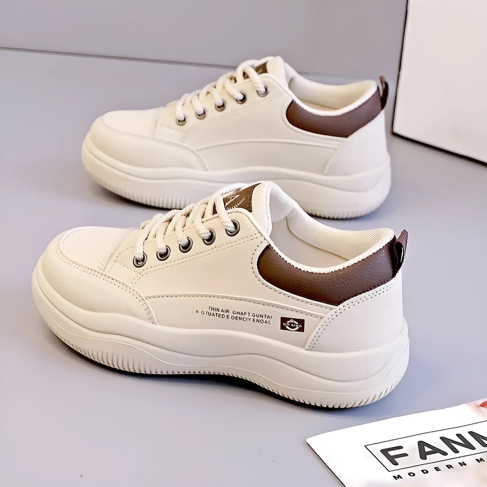 Women's white Korean-style leather pumps with cross-strap design and round toe