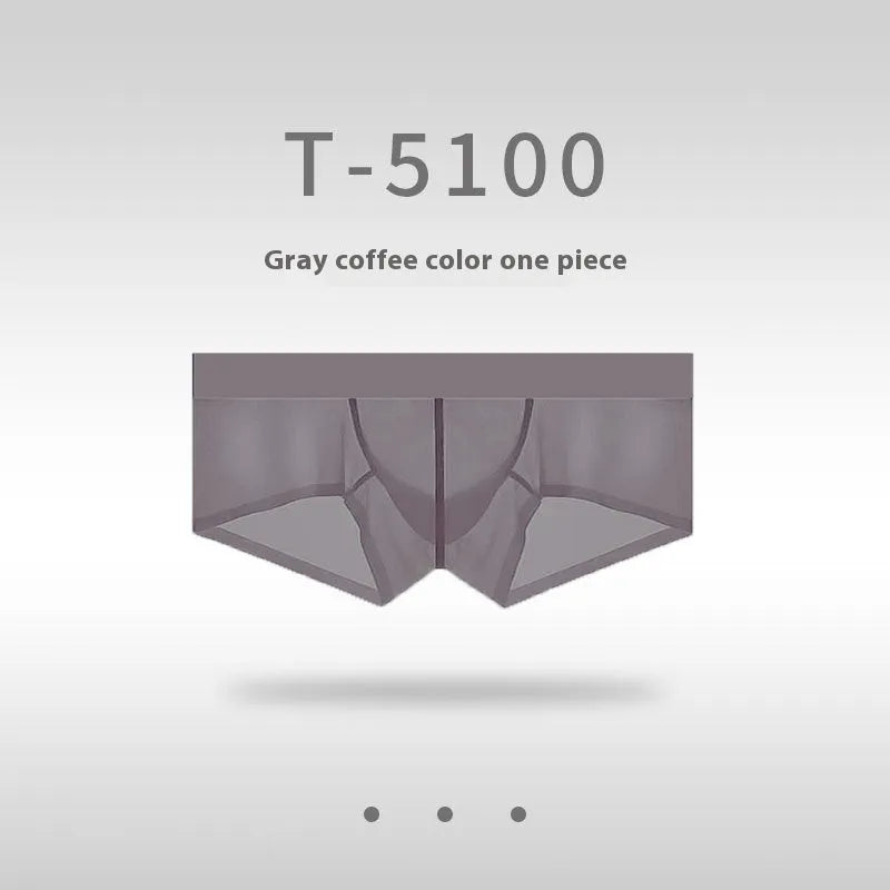 Men's low waist seamless underwear in ice silk nylon shown in light blue colour