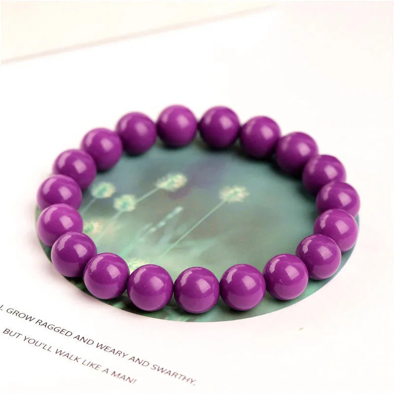 Jiuya purple mica crystal bracelet showing 5A grade colour and single circle beads