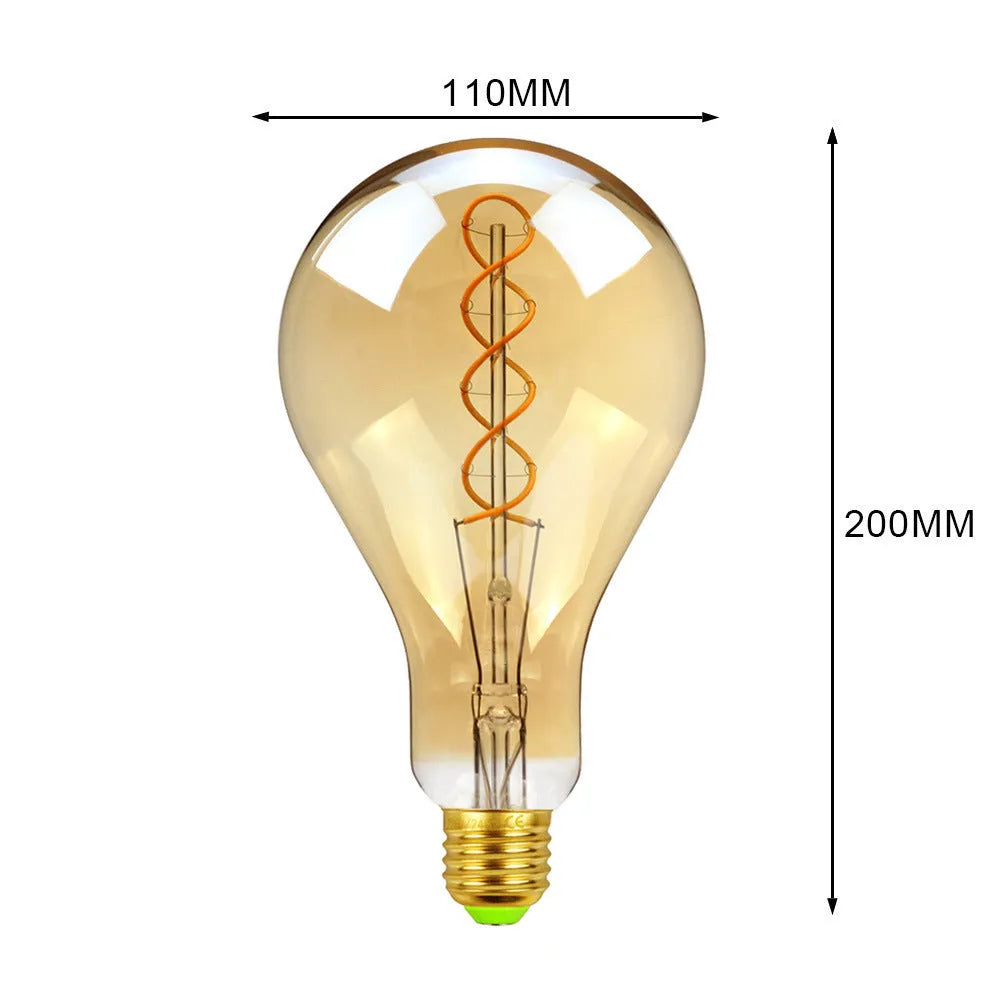 Double helix gold LED soft light strip with filament design measuring 110mm x 200mm