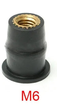 Black rubber brass nut motorcycle windscreen mounting fasteners in M4 M5 M6 sizes