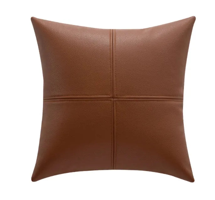 Soft cowhide leather pillow cover in solid colour with Nordic style design